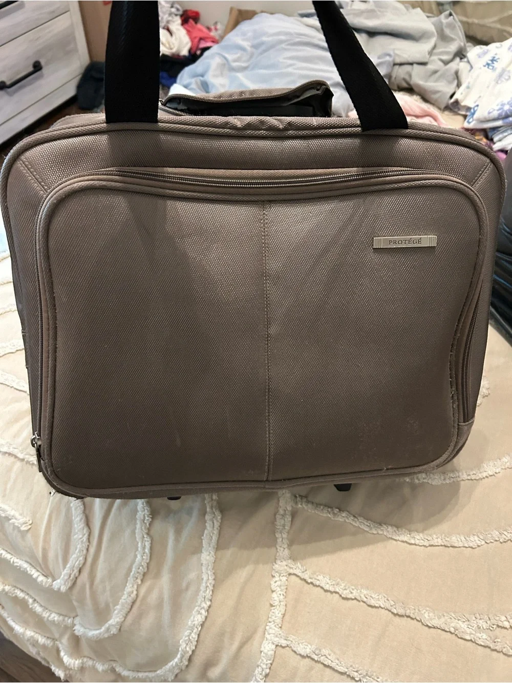 Professional Taupe Laptop Briefcase with Wheels - Men Bags